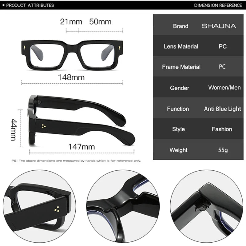 SkandiShop Square Retro Glasses Frame – Wide-Legged Vintage Style with Modern Protection